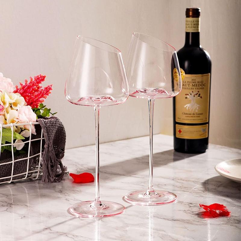 2pc Slanted Medium Capacity Crystal Wine Glass (350ml) - Enkaji Households