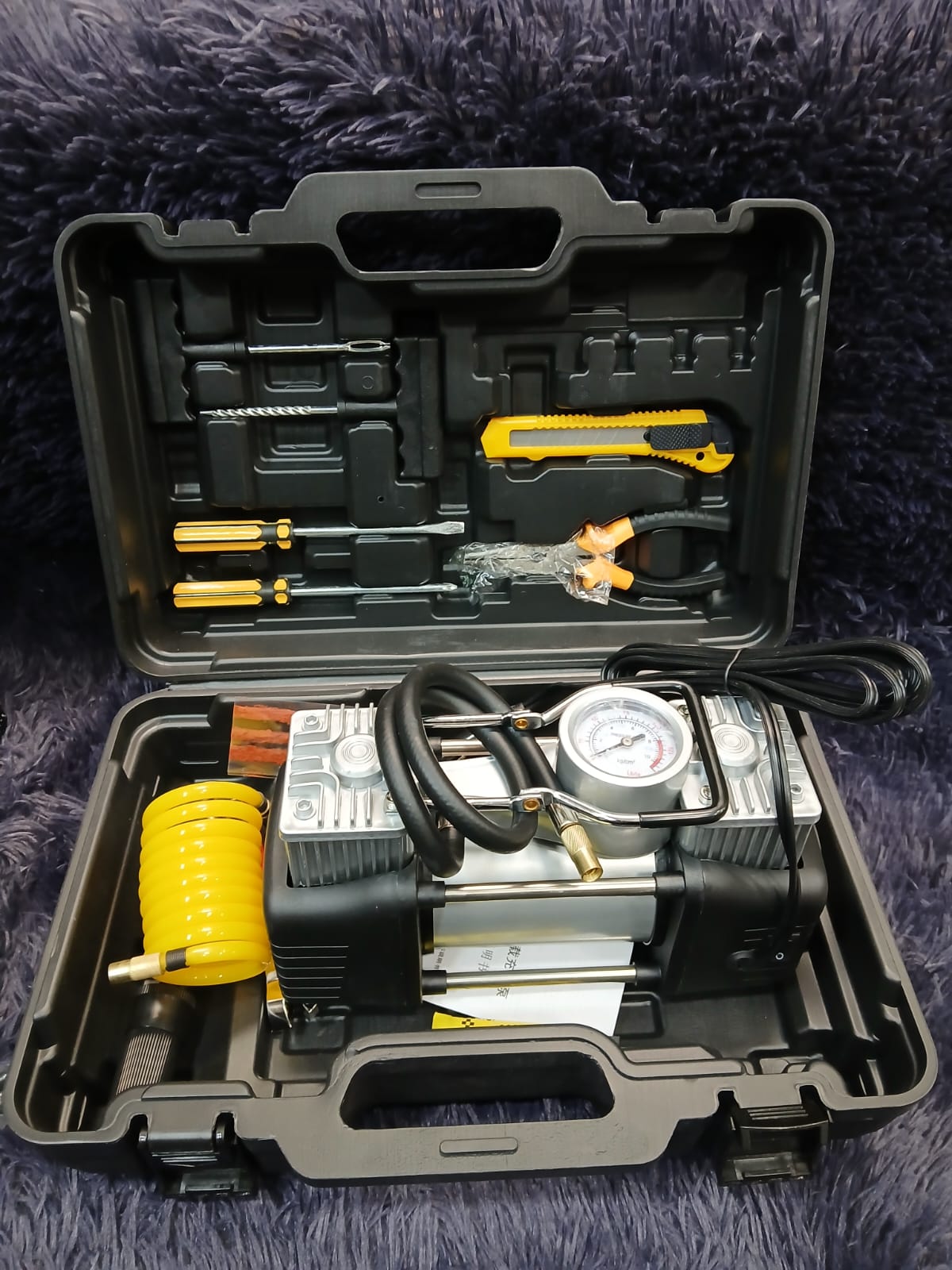 Car Air Compressor with Tool Kit – Portable Tire Inflator & Emergency Set - Enkaji Households