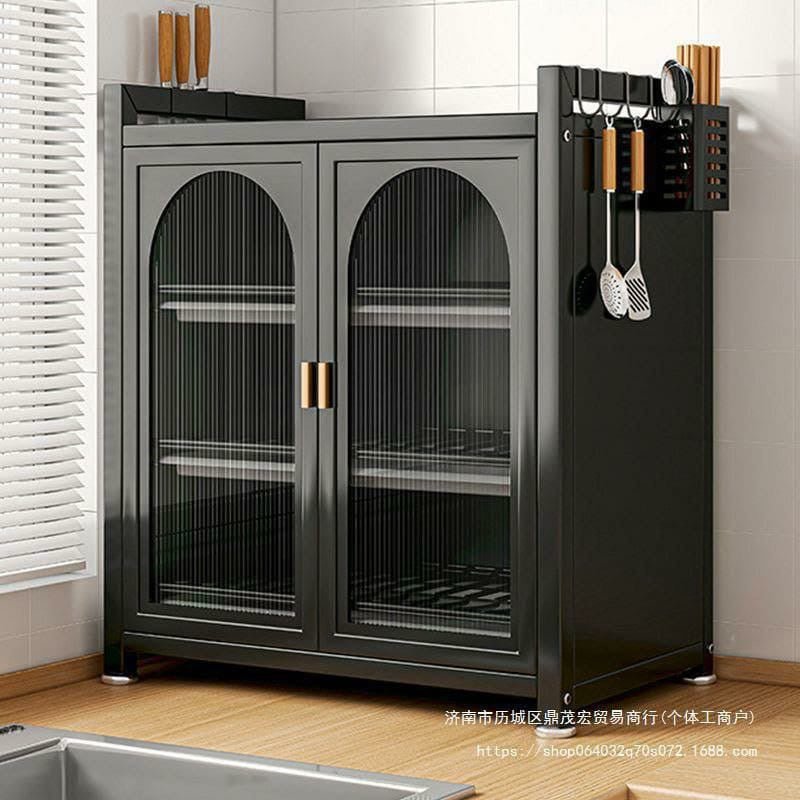 Minimalist Kitchen Countertop Dish Rack – Dual Door Storage Cabinet with Drawer - Enkaji Households