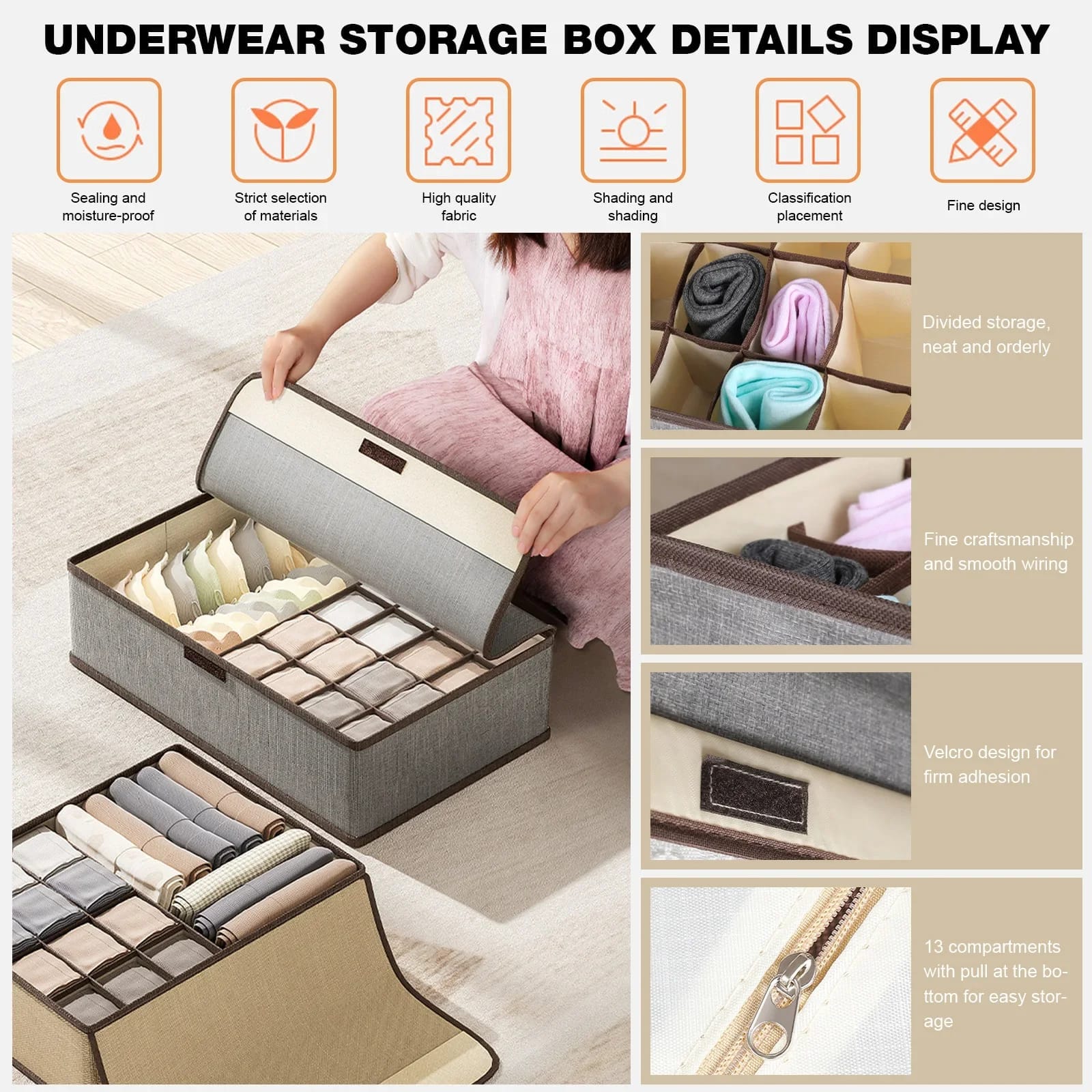 17 Grid Under Garment Organizer With A Lid - Enkaji Households