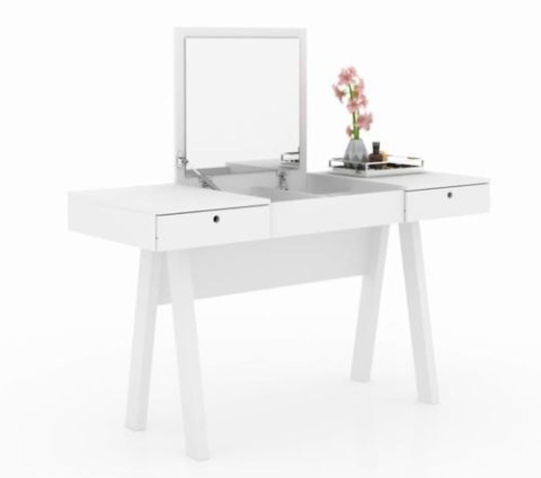 2024 Multifunctional Vanity Table, Bedroom Bedside Dressing Table with LED Mirror and drawer - Enkaji Households