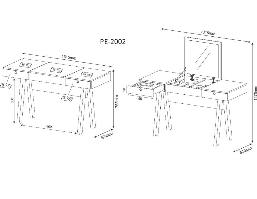 2024 Multifunctional Vanity Table, Bedroom Bedside Dressing Table with LED Mirror and drawer - Enkaji Households