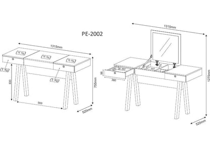 2024 Multifunctional Vanity Table, Bedroom Bedside Dressing Table with LED Mirror and drawer - Enkaji Households