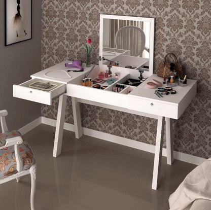 2024 Multifunctional Vanity Table, Bedroom Bedside Dressing Table with LED Mirror and drawer - Enkaji Households