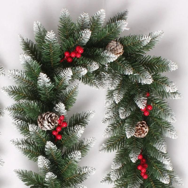 2.5M Premium Natural Green Garland with Pine Cones and Berries - Enkaji Households