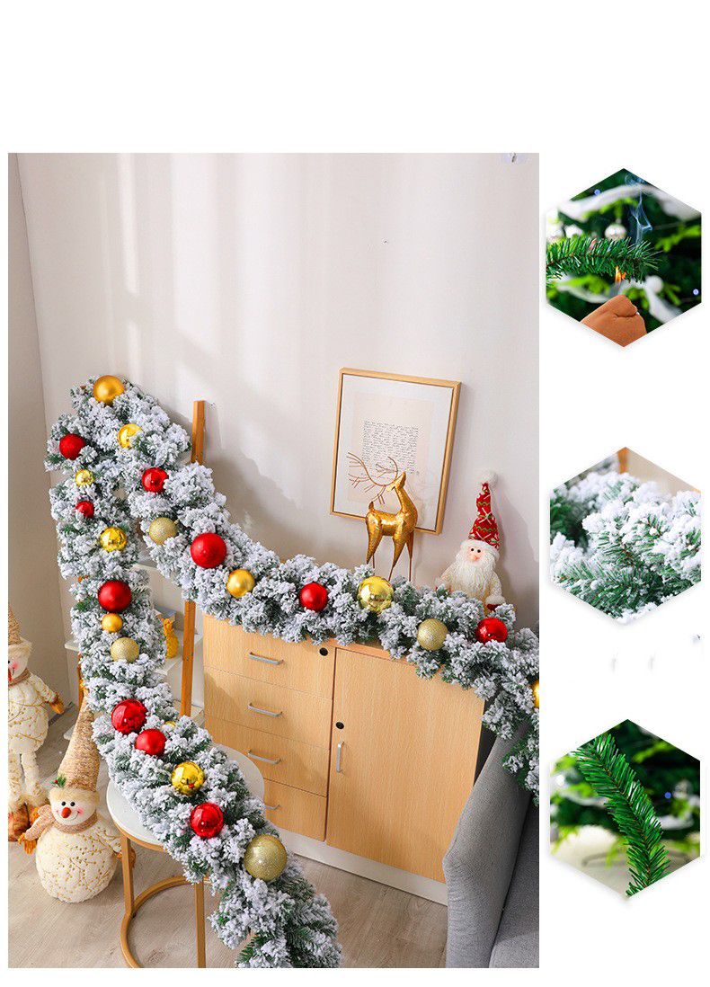 2.7M Christmas Pine Garland with Snow Flocking – Festive Artificial Greenery - Enkaji Households