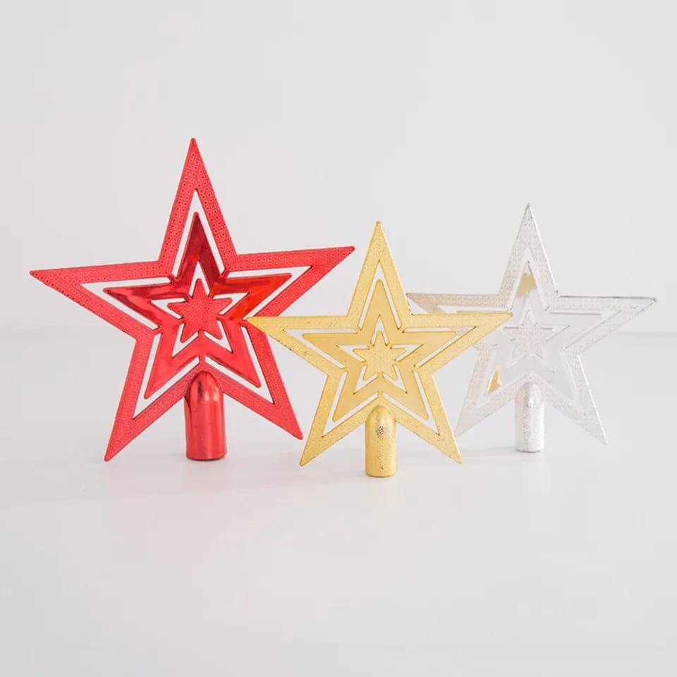 2pc Holiday Atmosphere Plating Christmas tree Top Star Garland Accessories - Enkaji Households