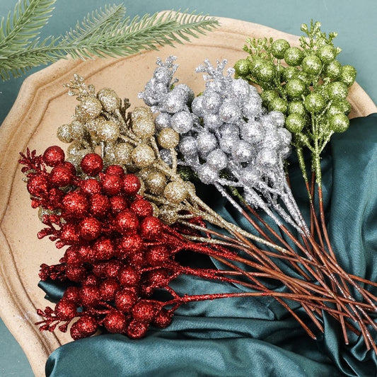 3 - head Artificial Berries Branch Flower Bouquet - Enkaji Households