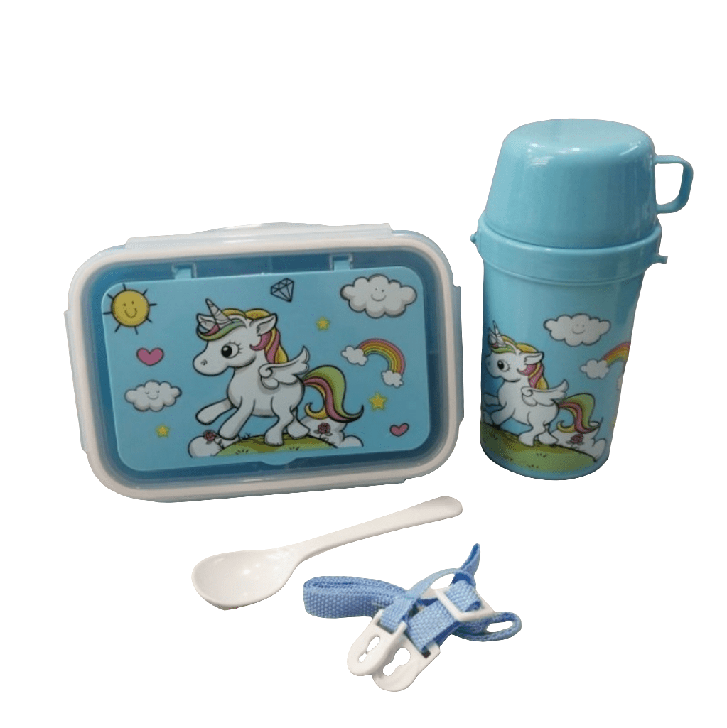 3 partition unicorn lunch box+water bottle set - Enkaji Households