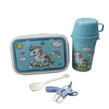 3 partition unicorn lunch box+water bottle set - Enkaji Households