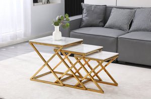 3 - Piece Set Top Glass Textured Coffee Table - Enkaji Households