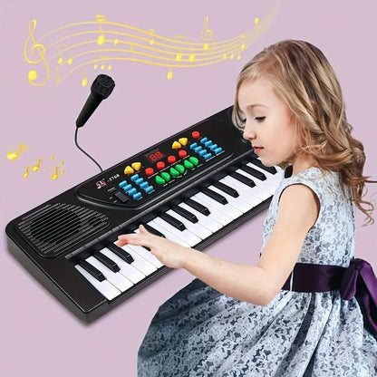 37 - Key Portable Electronic Piano Keyboard With Microphone - Battery Powered/USB Dual Use, Educational Music Toy For 3 - 7 Year Old Boys And Girls, Birthday And Christmas Gift With Carrying Case - Enkaji Households