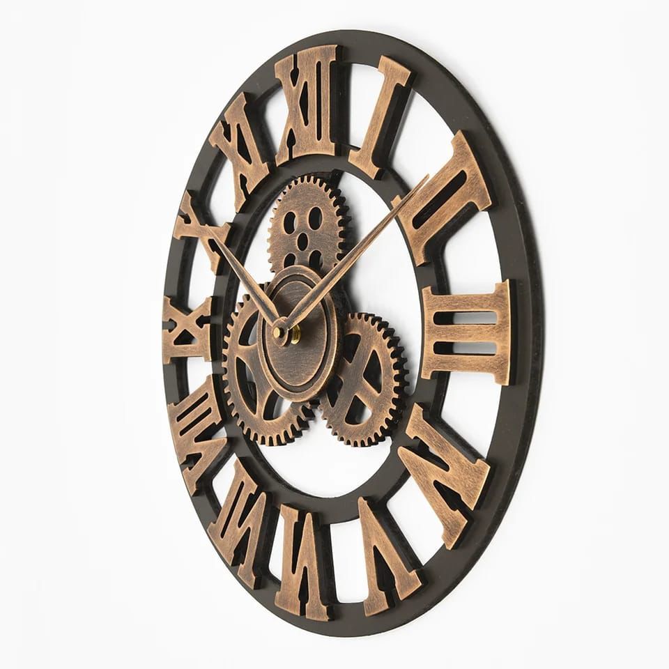 3D Roman Vintage Gear Pocket Wall Clock - Enkaji Households