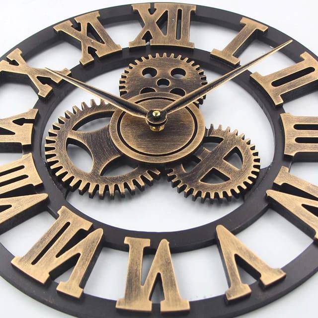 3D Roman Vintage Gear Pocket Wall Clock - Enkaji Households