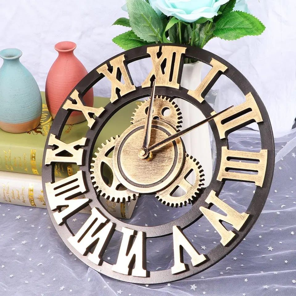 3D Roman Vintage Gear Pocket Wall Clock - Enkaji Households