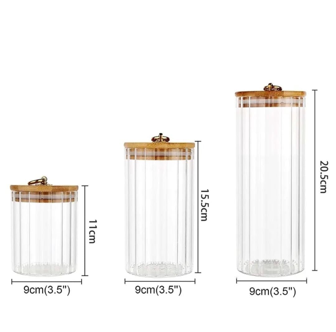 3pcs Set Glass Storage Jars - Enkaji Households