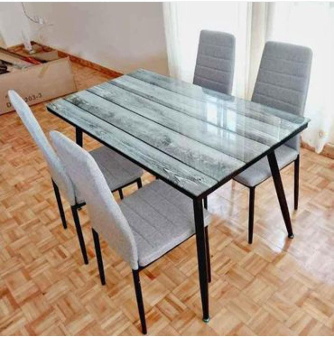 4 Seater Glass Top Dining Table - Enkaji Households