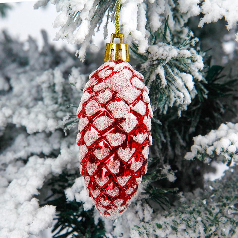 5 - Piece Christmas Painted Pine Cone Ball Pendants – Festive Tree Decorations - Enkaji Households