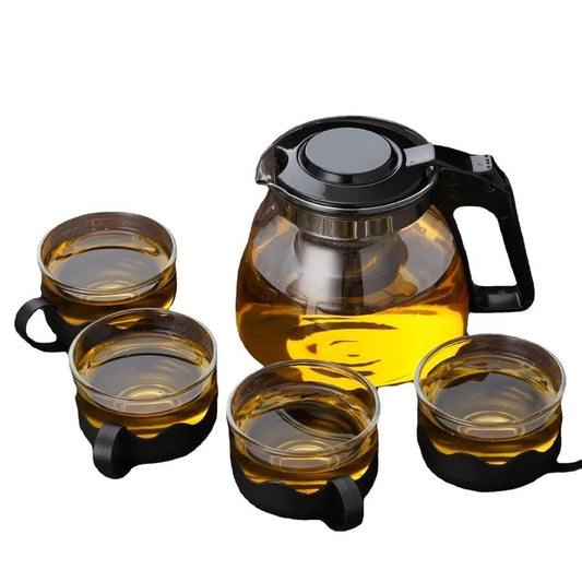 5 - Piece Transparent Heat - Resistant Glass Infuser Tea Set - Enkaji Households