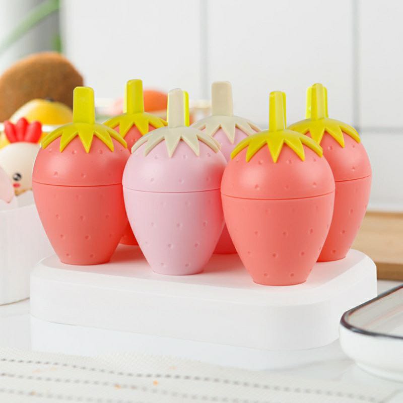 6 Grids strawberry ice Cream popsicle Mold - Enkaji Households