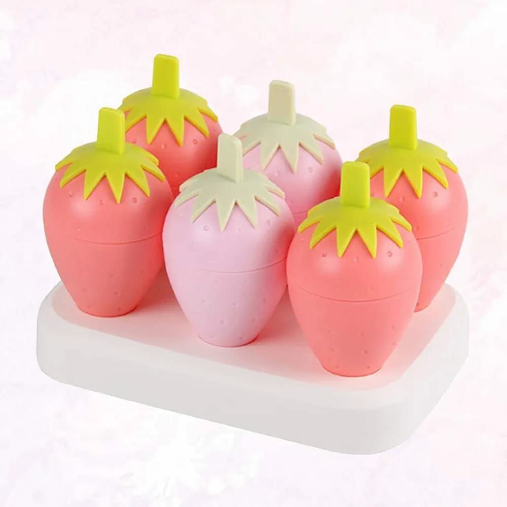 6 Grids strawberry ice Cream popsicle Mold - Enkaji Households