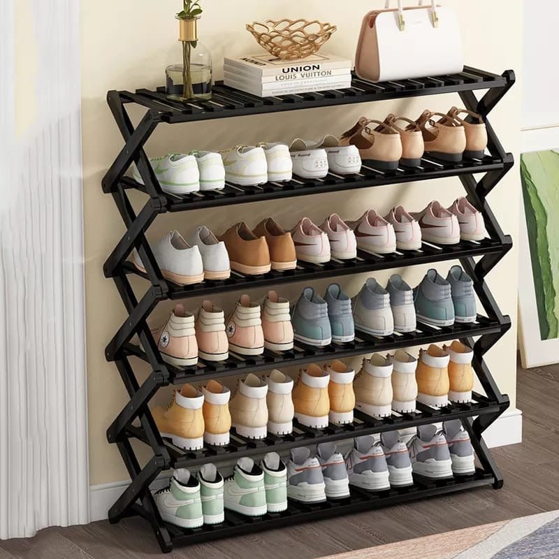 6 - Tier Foldable Bamboo Shoe Rack /Multifunctional Organizer - Enkaji Households