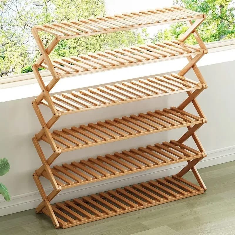 6 - Tier Foldable Bamboo Shoe Rack /Multifunctional Organizer - Enkaji Households