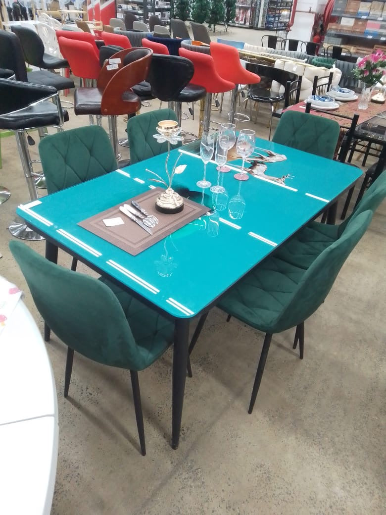 Elegant 6-Seater Dining Table Set with Velvet Chairs