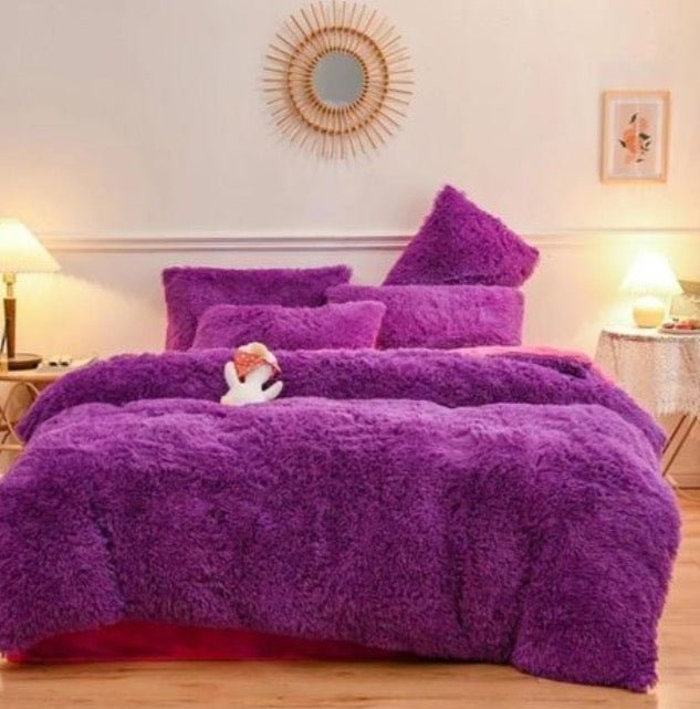 6pc Luxury designs Velvet plush Fluffy Duvet set - Enkaji Households