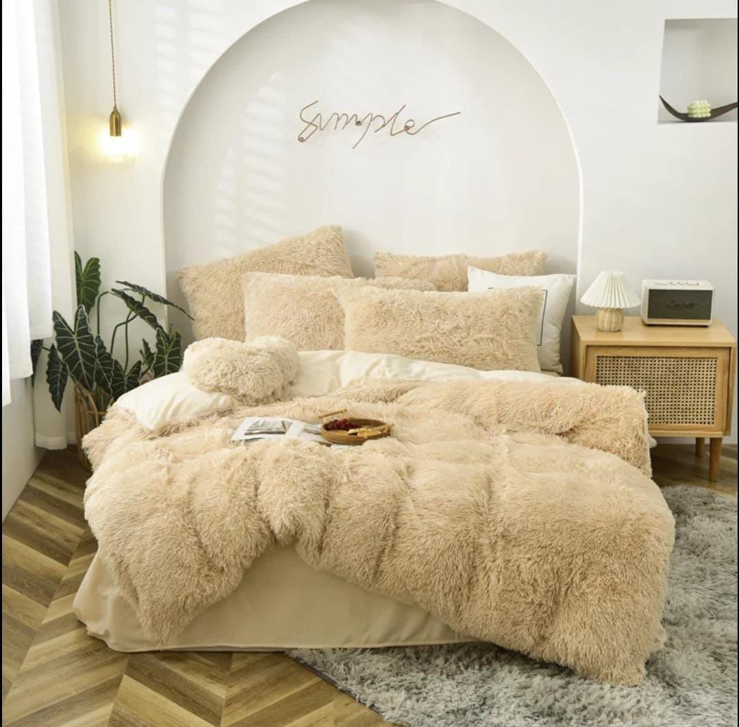 6pc Luxury designs Velvet plush Fluffy Duvet set - Enkaji Households