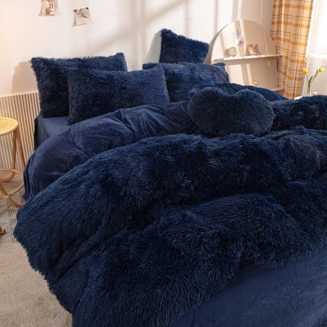 6pc Luxury designs Velvet plush Fluffy Duvet set - Enkaji Households