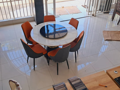 Round 6-Seater Dining Table Set with Rotating Center