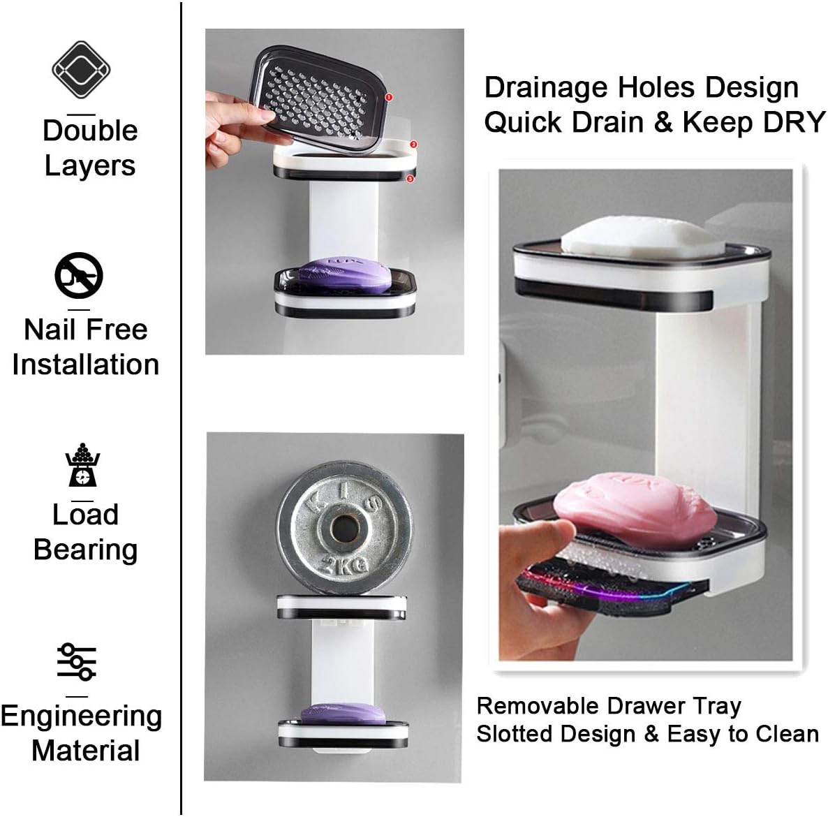 Acrylic soap dish 2 tier - Enkaji Households