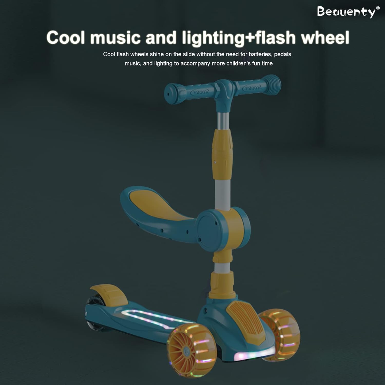 Adjustable Kids Scooter – Three - Wheel Kick Scooter with Flashing LED Wheels and Pedal Lights - Enkaji Households