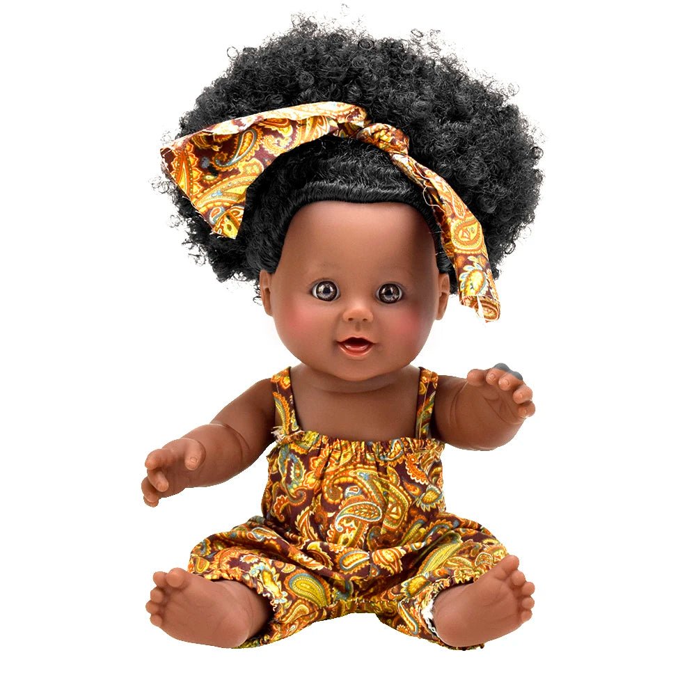 Baby Black Doll – Lifelike 12 - Inch African Doll Toy with Curly Hair - Enkaji Households