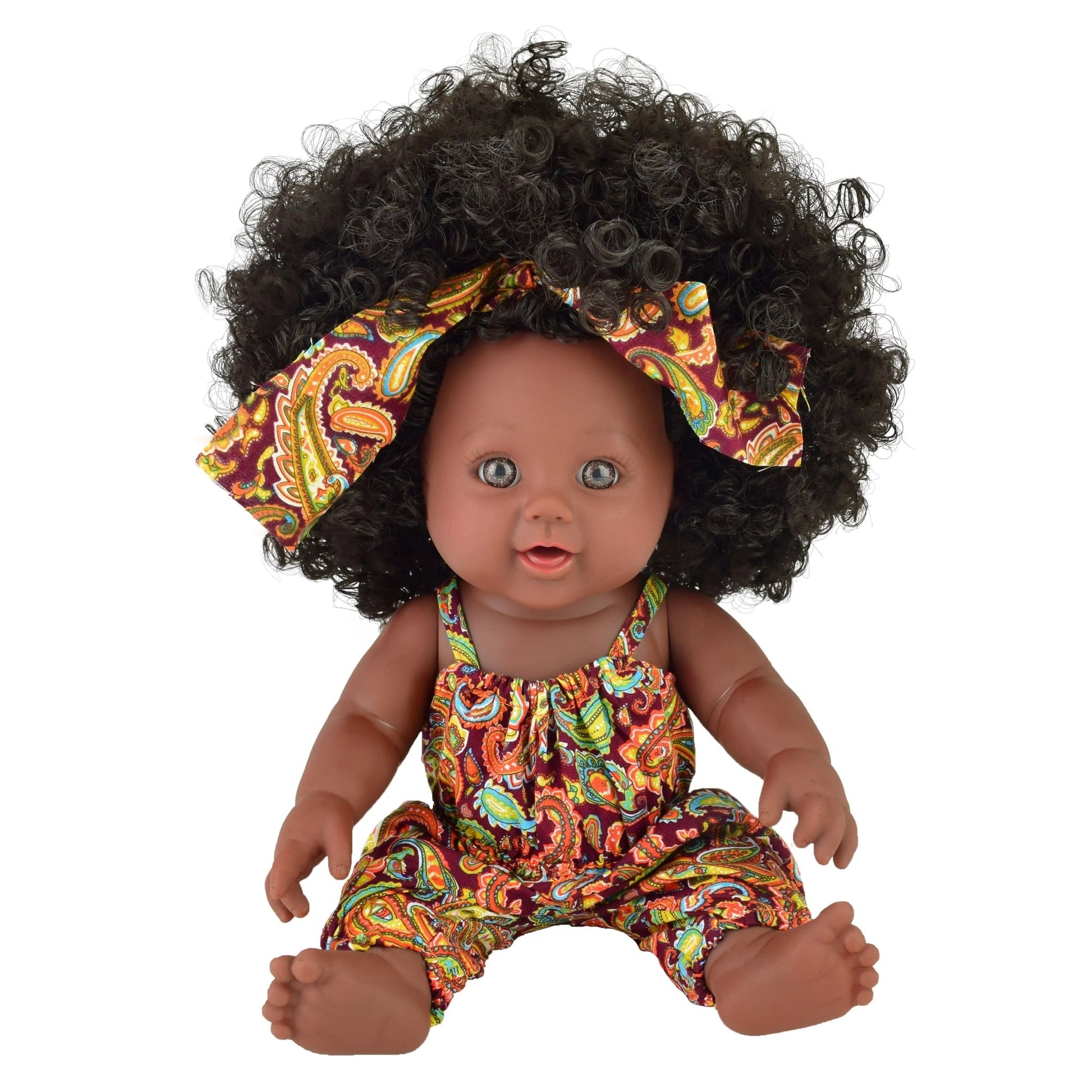 Baby Black Doll – Lifelike 12 - Inch African Doll Toy with Curly Hair - Enkaji Households