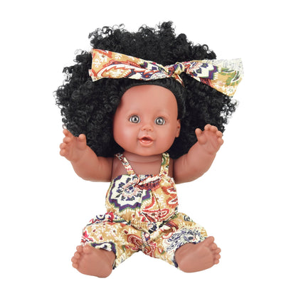 Baby Black Doll – Lifelike 12 - Inch African Doll Toy with Curly Hair - Enkaji Households