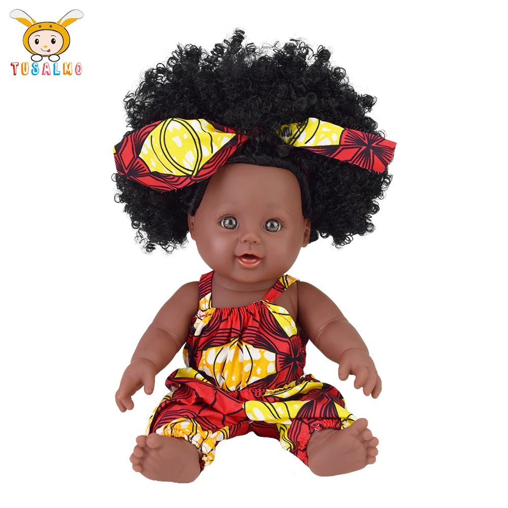 Baby Black Doll – Lifelike 12 - Inch African Doll Toy with Curly Hair - Enkaji Households