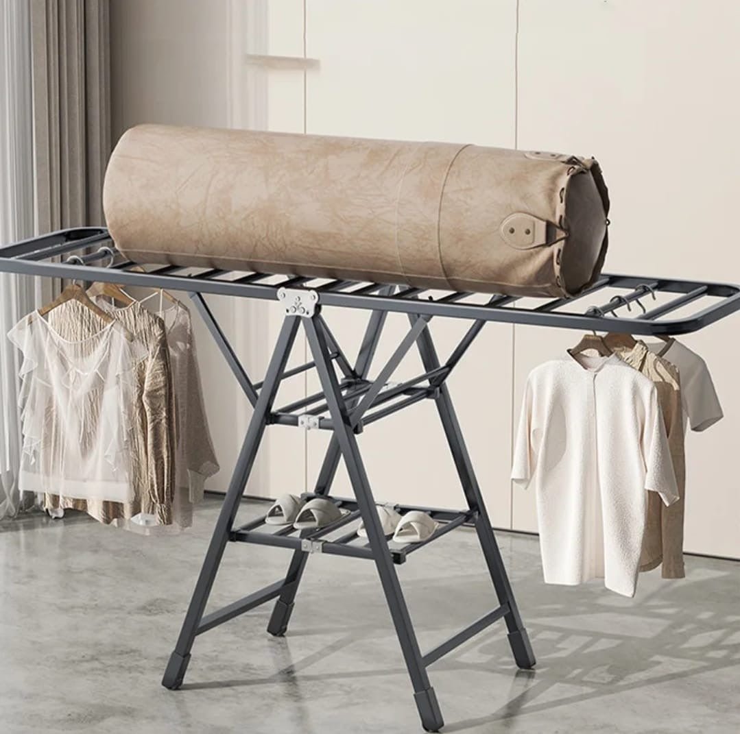 Black Movable Outdoor Drying Rack 1.7M (with wheels) - Enkaji Households