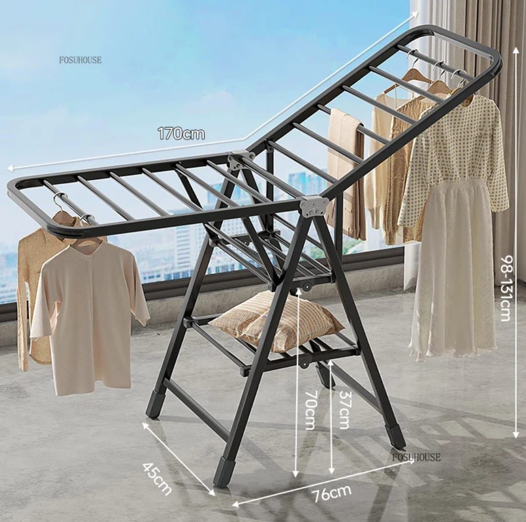 Black Movable Outdoor Drying Rack 1.7M (with wheels) - Enkaji Households