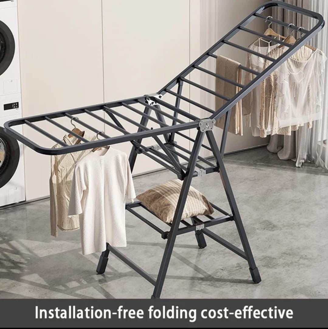 Black Movable Outdoor Drying Rack 1.7M (with wheels) - Enkaji Households