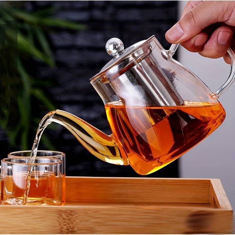 Borosilicate Glass Teapot with Stainless Steel Infuse - Enkaji Households