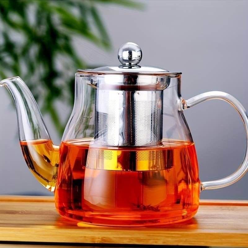 Borosilicate Glass Teapot with Stainless Steel Infuse - Enkaji Households