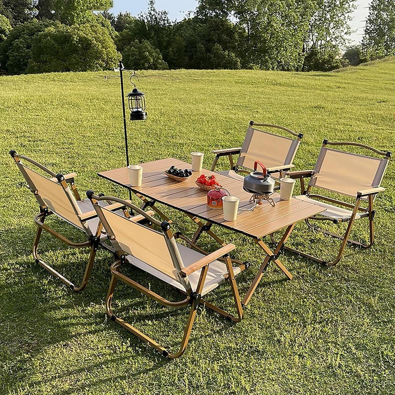 Camping Dining Set – Portable Table, 4 Chairs & Folding Storage Box - Enkaji Households
