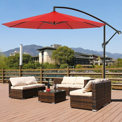 Cantilever parasol/Patio Umbrella 10ft/3mtrs with Crankshaft adjusting shaft with Base - Enkaji Households