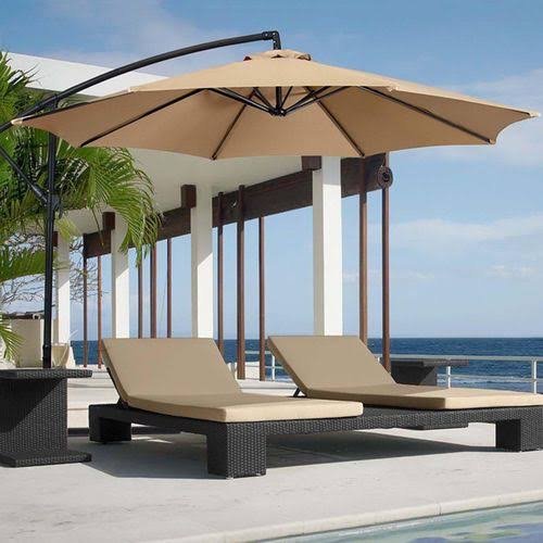 Cantilever parasol/Patio Umbrella 10ft/3mtrs with Crankshaft adjusting shaft with Base - Enkaji Households