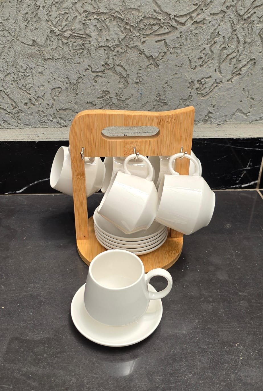 Cappuccino Cup 12 - Piece Set with bamboo stand - Enkaji Households