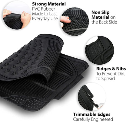 Car Floor Mats (4 pcs) - Heavy - Duty Rubber Floor Mats - Enkaji Households