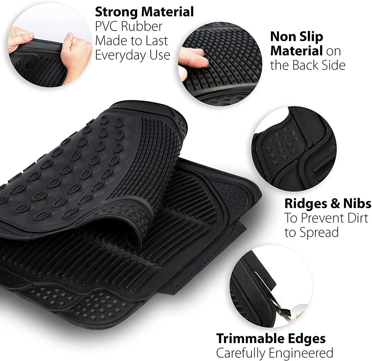 Car Floor Mats Heavy Duty 3 Piece 5 Seater - Enkaji Households