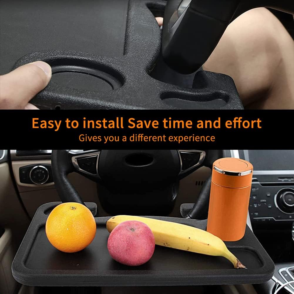 Car Steering Wheel Desk | Food Table for Car | Steering Wheel Tray for Constant Travelers, Fits Most Vehicles Steering Wheels - Enkaji Households